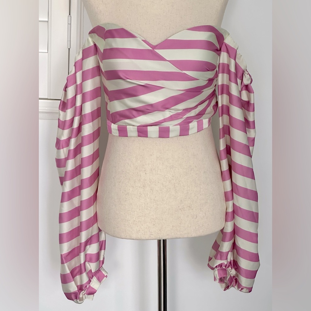 NWOT POST MERIDIEM Striped Bustier Crop Top